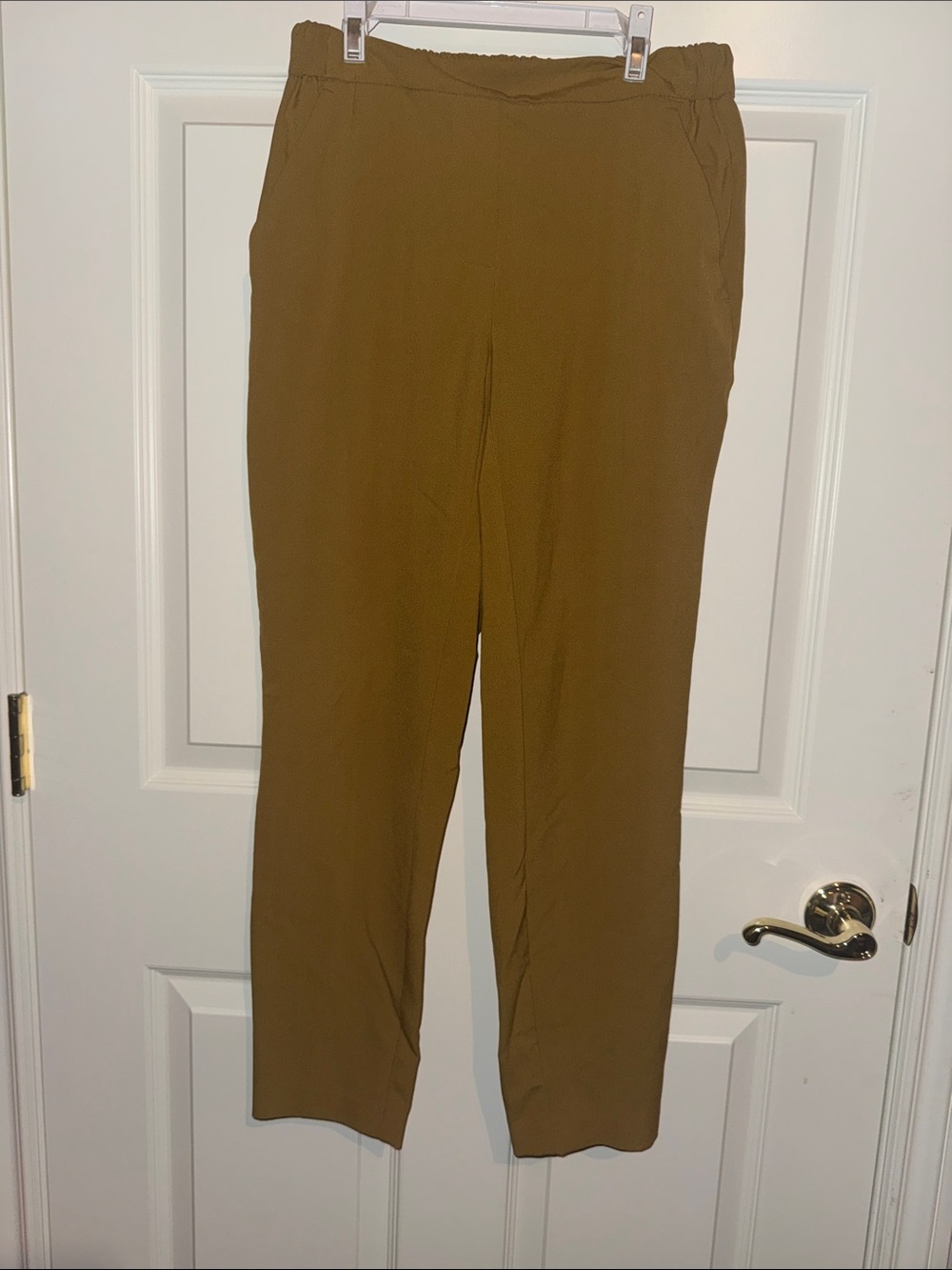 Nine West Camel Straight-Leg Elastic Waist Pants
